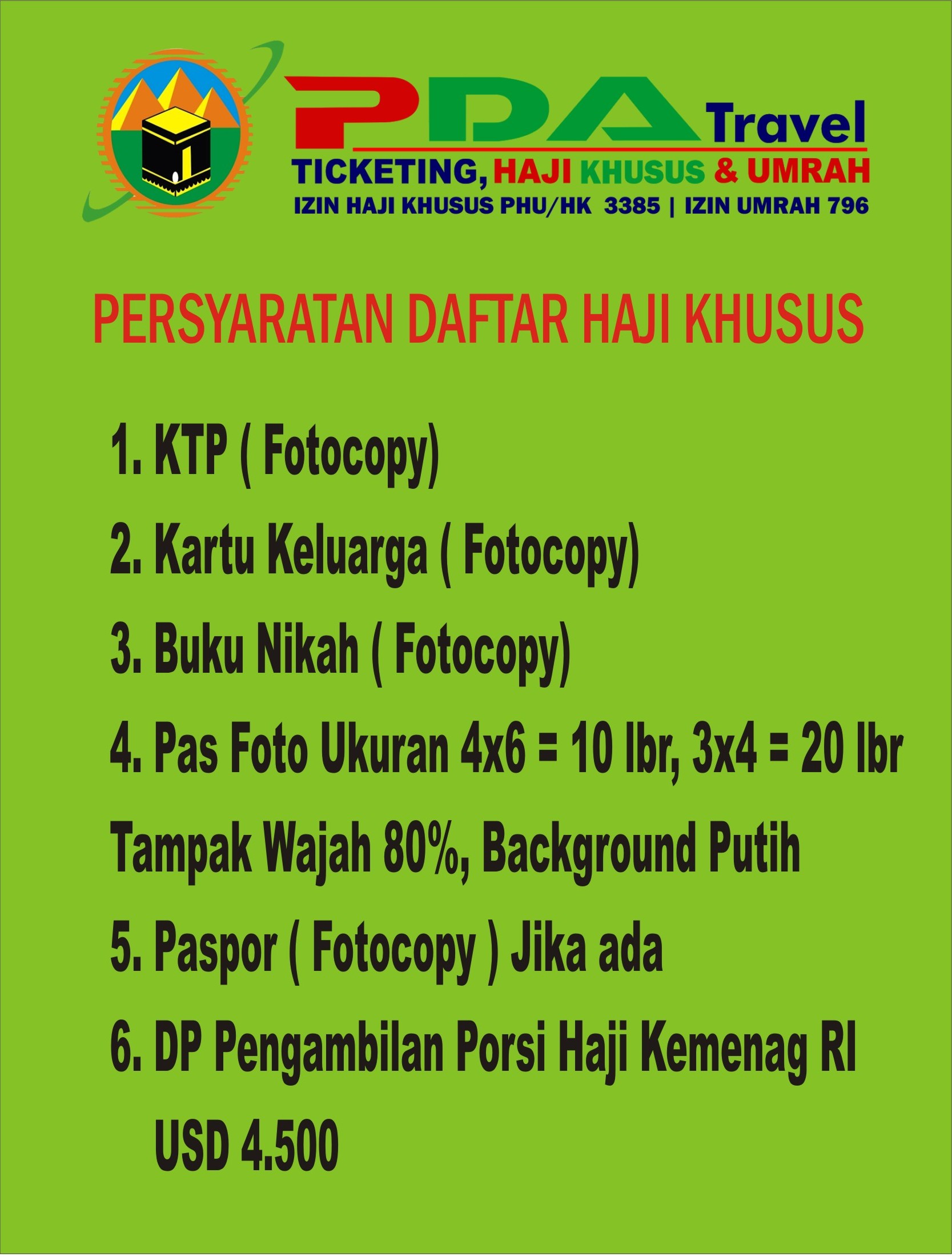 Persyaratan Pendaftaran Haji Khusus